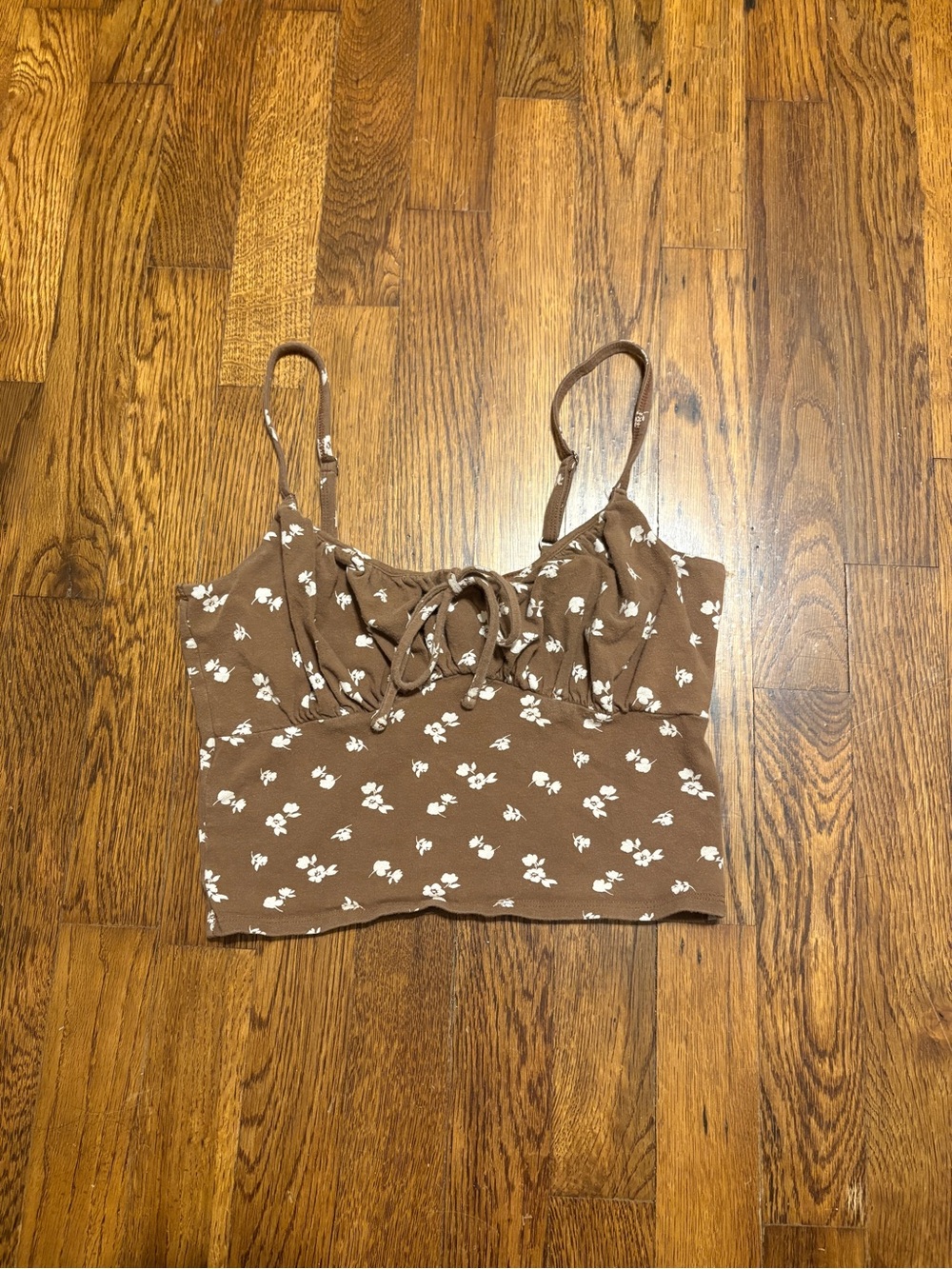 Hollister Brown Floral Tie-Front Crop Camisole